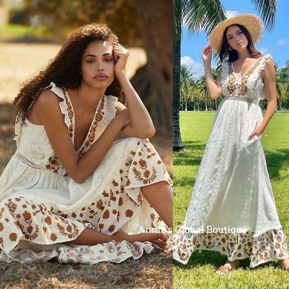 NWT, Anthropologie  Esperanza Embroidered Eyelet Maxi Dress - Picture 4 of 16